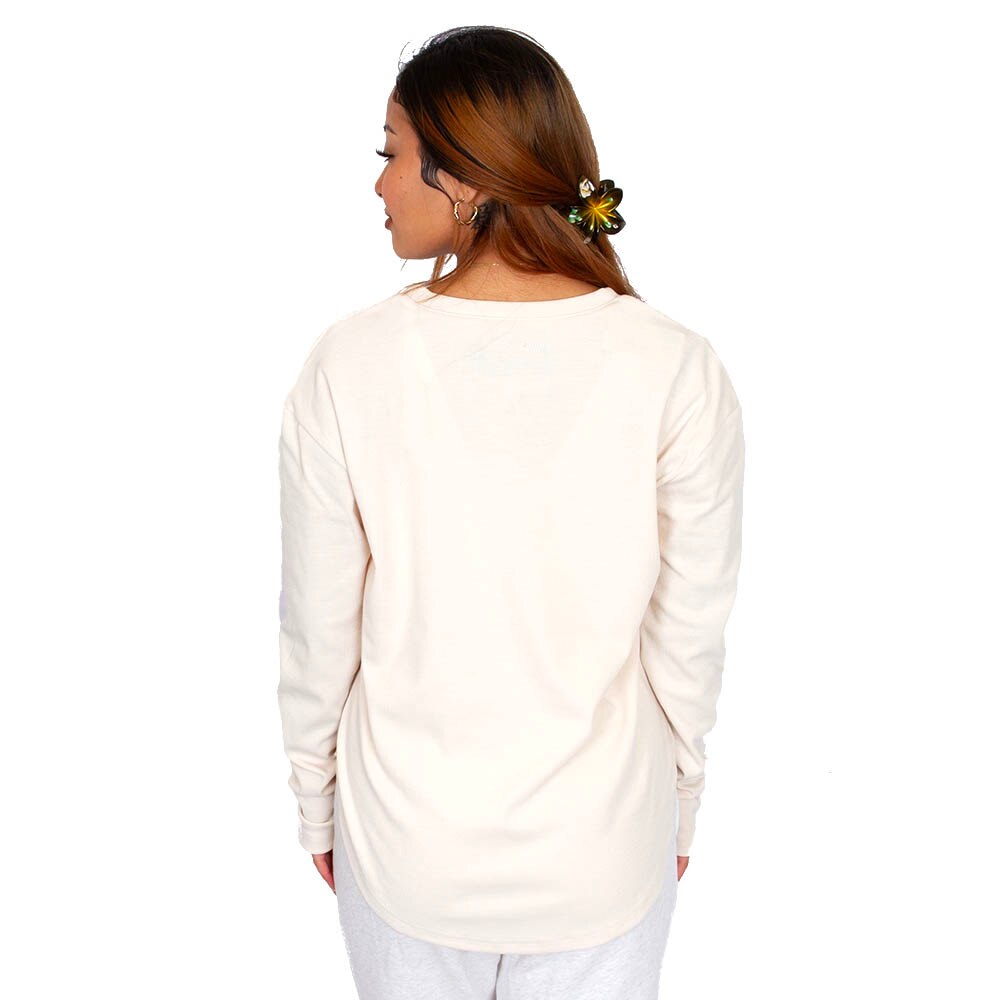 Ducks Spirit, Summit, White, Pullover, Polyester Blend, Women, Oatmeal, Tonal, Embroidered script, V-notched, Sweatshirt, 838529